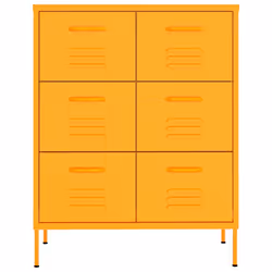 vidaXL Drawer Cabinet Mustard Yellow Steel Sideboard Bookcase Storage Cabinet
