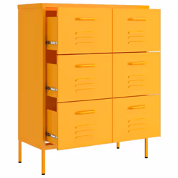 vidaXL Drawer Cabinet Mustard Yellow Steel Sideboard Bookcase Storage Cabinet - Additional view 6