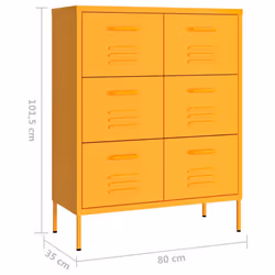 vidaXL Drawer Cabinet Mustard Yellow Steel Sideboard Bookcase Storage Cabinet - Additional view 8