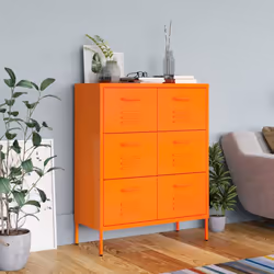 vidaXL Drawer Cabinet Orange Steel Sideboard Bookcase Storage Side Cabinet