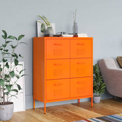 vidaXL Drawer Cabinet Orange Steel Sideboard Bookcase Storage Side Cabinet