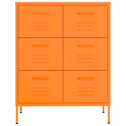 vidaXL Drawer Cabinet Orange Steel Sideboard Bookcase Storage Side Cabinet