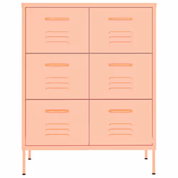 vidaXL Drawer Cabinet Pink Steel Sideboard Bookcase Storage Display Cabinet