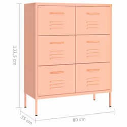 vidaXL Drawer Cabinet Pink Steel Sideboard Bookcase Storage Display Cabinet - Additional view 8