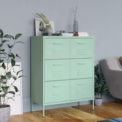 vidaXL Drawer Cabinet Mint Steel Sideboard Bookcase Storage Display Cabinet