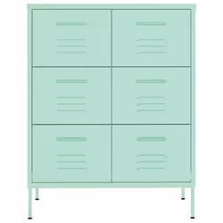 vidaXL Drawer Cabinet Mint Steel Sideboard Bookcase Storage Display Cabinet