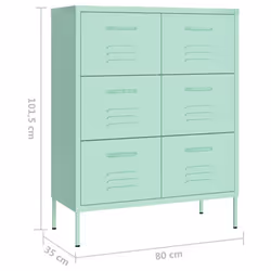 vidaXL Drawer Cabinet Mint Steel Sideboard Bookcase Storage Display Cabinet - Additional view 8