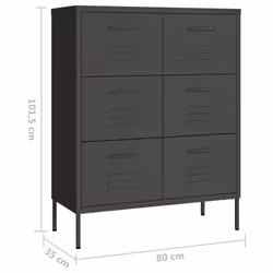 vidaXL Drawer Cabinet Anthracite Steel Sideboard Bookcase Storage Cabinet - Additional view 8