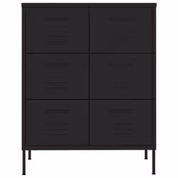 vidaXL Drawer Cabinet Black Steel Sideboard Bookcase Storage Side Cabinet