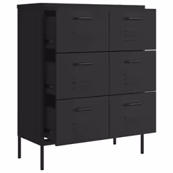 vidaXL Drawer Cabinet Black Steel Sideboard Bookcase Storage Side Cabinet - Additional view 6