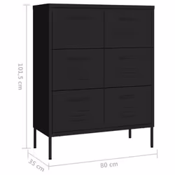 vidaXL Drawer Cabinet Black Steel Sideboard Bookcase Storage Side Cabinet - Additional view 8