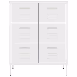 vidaXL Drawer Cabinet White Steel Sideboard Bookcase Storage Side Cabinet