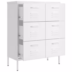 vidaXL Drawer Cabinet White Steel Sideboard Bookcase Storage Side Cabinet - Additional view 6