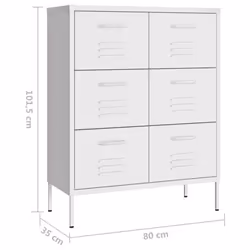 vidaXL Drawer Cabinet White Steel Sideboard Bookcase Storage Side Cabinet - Additional view 8