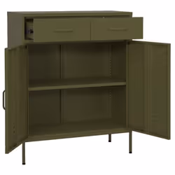 vidaXL Storage Cabinet Olive Green Steel Home Sideboard Cupboard Bookcase - Additional view 7