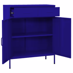 vidaXL Storage Cabinet Navy Blue Steel Living Room Sideboard Cupboard Bookcase - Additional view 7
