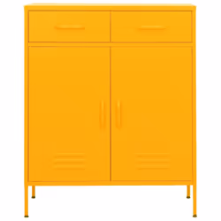 vidaXL Storage Cabinet Mustard Yellow Steel Home Sideboard Cupboard Bookcase - Additional view 4