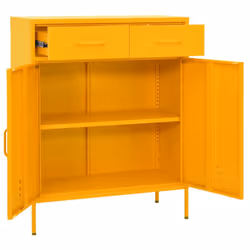 vidaXL Storage Cabinet Mustard Yellow Steel Home Sideboard Cupboard Bookcase - Additional view 7