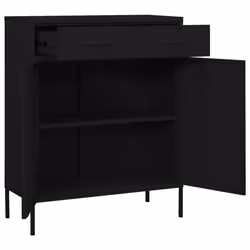 vidaXL Storage Cabinet Black Steel Living Room Sideboard Cupboard Bookcase - Additional view 7