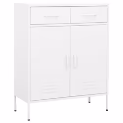 vidaXL Storage Cabinet White Steel Sideboard Bookcase Cupboard Display Cabinet