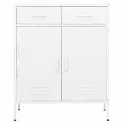 vidaXL Storage Cabinet White Steel Sideboard Bookcase Cupboard Display Cabinet - Additional view 4