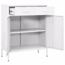 vidaXL Storage Cabinet White Steel Sideboard Bookcase Cupboard Display Cabinet - Additional view 7