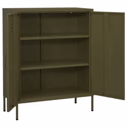 vidaXL Storage Cabinet Olive Green Steel Home Sideboard Cupboard Bookcase