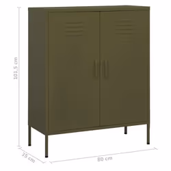 vidaXL Storage Cabinet Olive Green Steel Home Sideboard Cupboard Bookcase - Additional view 8