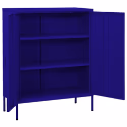 vidaXL Storage Cabinet Navy Blue Steel Living Room Sideboard Cupboard Bookcase