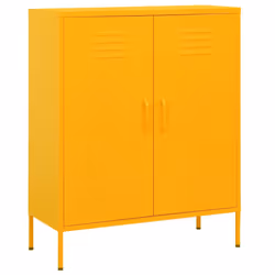 vidaXL Storage Cabinet Mustard Yellow Steel Home Sideboard Cupboard Bookcase