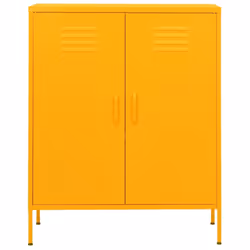 vidaXL Storage Cabinet Mustard Yellow Steel Home Sideboard Cupboard Bookcase - Additional view 4