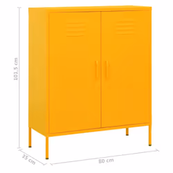 vidaXL Storage Cabinet Mustard Yellow Steel Home Sideboard Cupboard Bookcase - Additional view 8