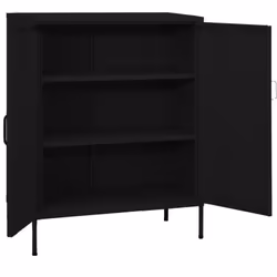 vidaXL Storage Cabinet Black Steel Living Room Sideboard Cupboard Bookcase - Additional view 3