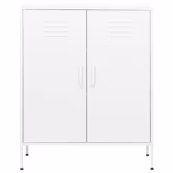 vidaXL Storage Cabinet White Steel Living Room Sideboard Cupboard Bookcase - Additional view 2