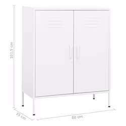 vidaXL Storage Cabinet White Steel Living Room Sideboard Cupboard Bookcase - Additional view 3