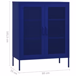 vidaXL Storage Cabinet Navy Blue Steel Home Sideboard Cupboard Side Cabinet - Additional view 8