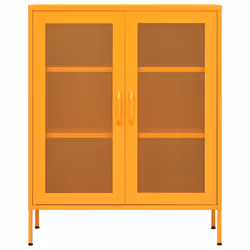 vidaXL Storage Cabinet Mustard Yellow Steel Sideboard Cupboard Side Cabinet