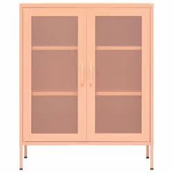 vidaXL Storage Cabinet Pink Steel Home Sideboard Cupboard Side Storage Cabinet