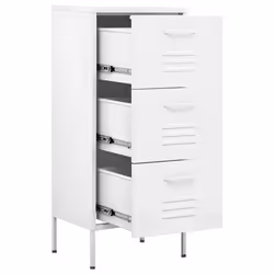 vidaXL Storage Cabinet White Steel Indoor Furniture Sideboard Side Cabinet - Additional view 6