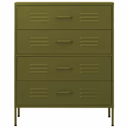 vidaXL Chest of Drawers Olive Green Steel Home Storage Side Cabinet Sideboard