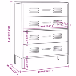 vidaXL Chest of Drawers Navy Blue Steel Home Storage Side Cabinet Sideboard - Additional view 9