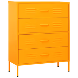 vidaXL Chest of Drawers Mustard Yellow Steel Storage Side Cabinet Sideboard