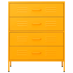 vidaXL Chest of Drawers Mustard Yellow Steel Storage Side Cabinet Sideboard - Additional view 11