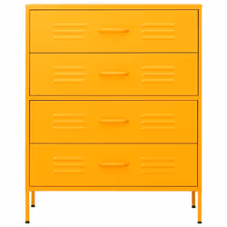 vidaXL Chest of Drawers Mustard Yellow Steel Storage Side Cabinet Sideboard - Additional view 4