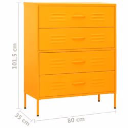 vidaXL Chest of Drawers Mustard Yellow Steel Storage Side Cabinet Sideboard - Additional view 8