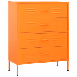 vidaXL Chest of Drawers Orange Steel Home Decor Storage Side Cabinet Sideboard