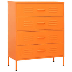 vidaXL Chest of Drawers Orange Steel Home Decor Storage Side Cabinet Sideboard