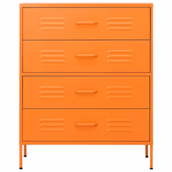 vidaXL Chest of Drawers Orange Steel Home Decor Storage Side Cabinet Sideboard