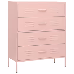 vidaXL Chest of Drawers Pink Steel Living Room Sideboard Side Storage Cabinet