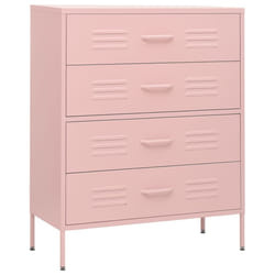vidaXL Chest of Drawers Pink Steel Living Room Sideboard Side Storage Cabinet